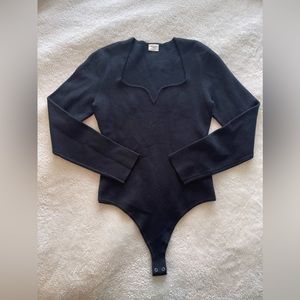 Abercrombie & Fitch Black Stretch Knit Sweatheart Bodysuit